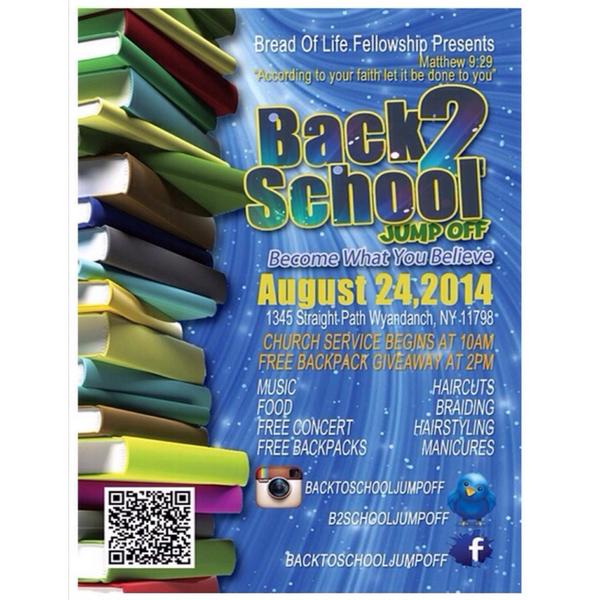 B2SchoolJumpOff's tweet photo. @StudentsFirstNY Back To School Jumpoff! August 24th at 2pm. FREE Book Bags w| School Supplies, Games &amp; More! http://t.co/1WIl0hPWZz