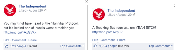 Does the difference in number of likes of these Facebook posts depict the general public's priorities?