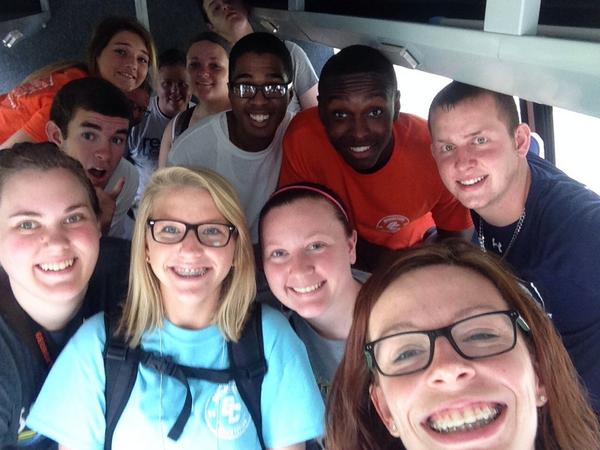 baileymilam's tweet photo. Group 2 bus selfie with Chelsey. #GCOrientation #PostcardGeorgetown ☺️🐯 http://t.co/spC41GJxyS