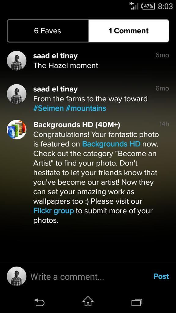 OceanShatzi's tweet photo. You open the app and set my photograph as a wallpaper. #backgroundsHD #FLICKR http://t.co/54wyaRSEvE