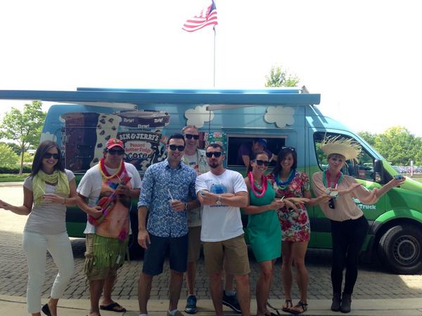 BenJerrysTour's tweet photo. Thanks to @nlane_bg, the @MyBlueGrace #Chicago office had #CoreTour crash their #Friday funday #luau! http://t.co/R25J4TsoSy