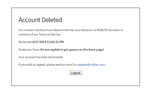 Roblox Secrets On Twitter Psa Roblox Is Currently False Deleting Accounts If Your Account Receives This Contact Appeals Roblox Com Http T Co T0m4bnpoky - contact roblox email