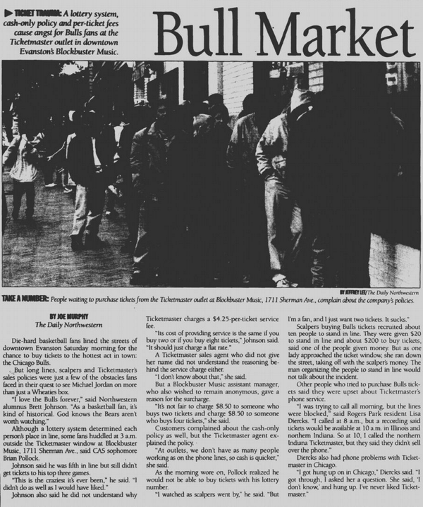 JoeMurph's tweet image. Here's the first article I wrote for @thedailynu, about Chicago Bulls tickets, back in September 1996. #firstarticle