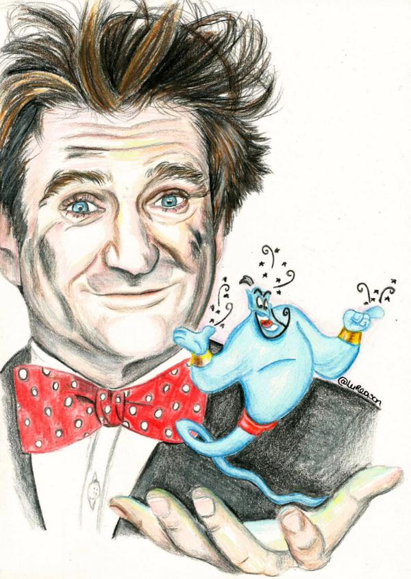LuReason's tweet photo. R.I.P Robin Williams.. this is my tribute drawing of him x http://t.co/jcHBiD7KIi