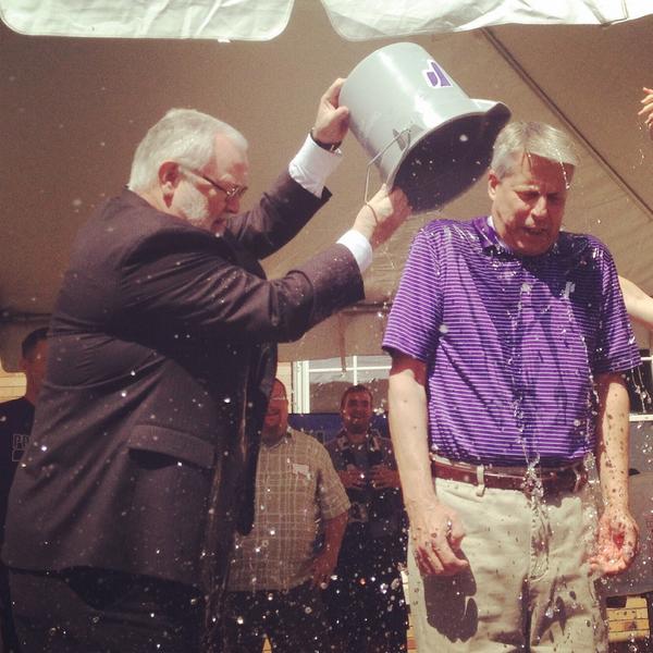 UPortland's tweet image. Fr Mark takes the Ice Bucket Challenge!!! #UP18 #ALSchallenge