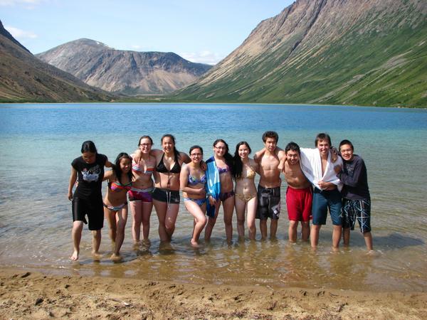 kANGIDLUASUk's tweet photo. Day 2: #21TorngatDays After a hike, #KSP2014 youth jump into a stunning glacier fed lake #Torngats @ParksCanadaNL http://t.co/ABmordkbHE