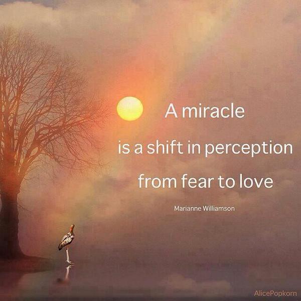 BuddhaBrian's tweet photo. A #Miracle Is A #Shift In #Perception From #Fear to #Love~ @marwilliamson #IAMPEACE @chopracenter http://t.co/M1Xl3jC44b