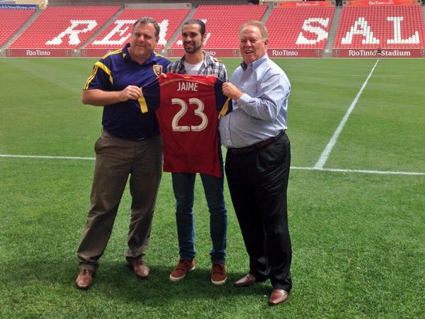 realsaltlake's tweet photo. ICYMI: MT @chriskamrani: He's here: new #RSL striker, Sebastian Jaime, arrives in Utah: http://t.co/zfBlpNUY3i #RSL http://t.co/LskNaOET4I
