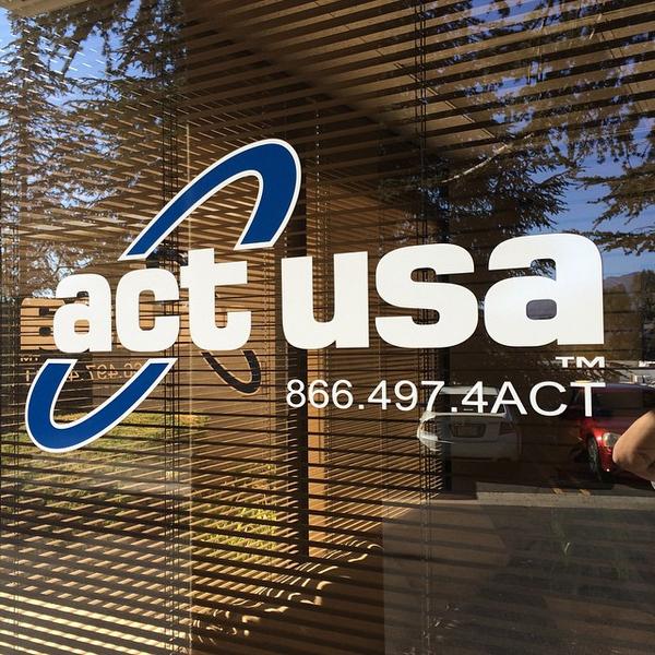 actusa's tweet photo. Love the way The ACT USA logo looks on the front window. http://t.co/eqRHmUVZ5v