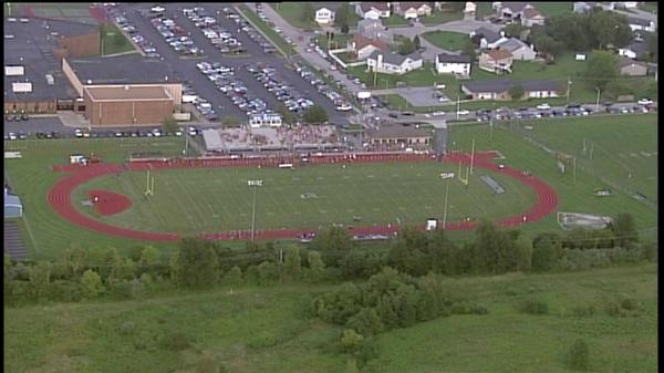 SkyFOXSTL's tweet photo. Over Holt High School in Wentzville waiting for game to start. #fox2prepzone http://t.co/a65hCymkLZ