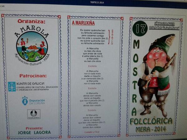 ELCRIBERO's tweet photo. Destino Mera,a Coruña.XVII mostrar de folklore q organiza la agrupación A Marola!! http://t.co/Cl3lWlvXL1