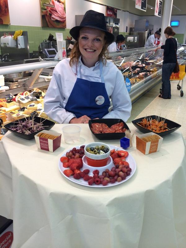 Inviting our customers to try new products from the deli and produce