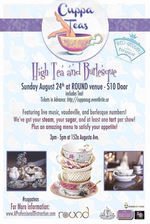 SvetyKonswallow's tweet photo. I drink English breakfast! 3 cream 2 sugar &amp; a lotta leg! Come join me for high tea&amp;burlesque tomorrow @ROUNDvenue <3 http://t.co/9gbKFrUHTv