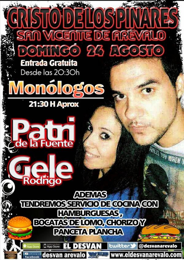 desvanarevalo's tweet photo. Mañana dom-24- Agost dsd las 20:30 h ( monólogo 21:30 aprox) gratuito Patri de la fuente &amp; Gele Rodrigo http://t.co/cXkQQLjU5j