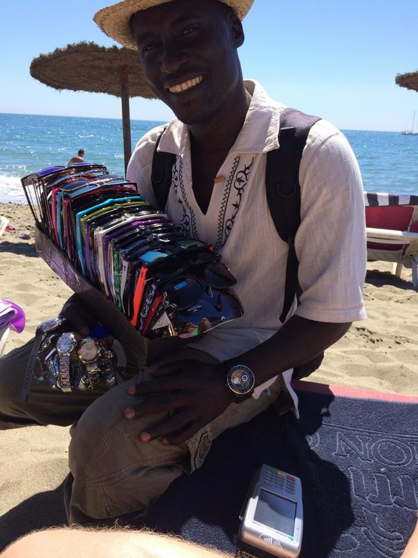Um...how??? RT @TalkRadioEuroSM  Street vendor in Marbella with a mobile credit card machine! ▸ :-))