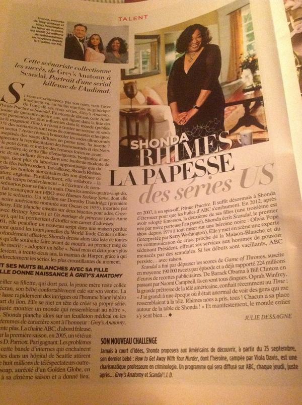 Sophspeaking's tweet photo. Oh Shonda ! #Frenchmag #gala http://t.co/AHgHUxpHl6