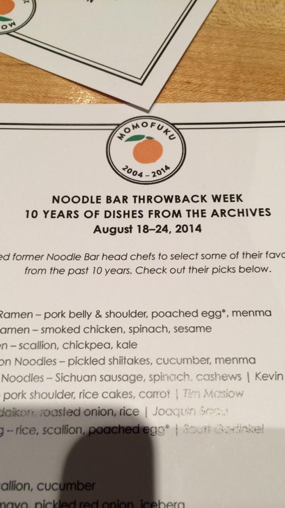 RyanBaesian's tweet photo. Gotta celebrate Momofuku's 10 year anniversary. #throwbackmenu http://t.co/tBR7h3GuDr