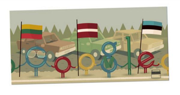 mindoza33's tweet photo. #GoogleDoodle 25th anniversary of #BalticWay #Balticway25 #WayOfFreedom #BlackRibbonDay #Lithuania #Latvia #Estonia http://t.co/sGUIslFhPn