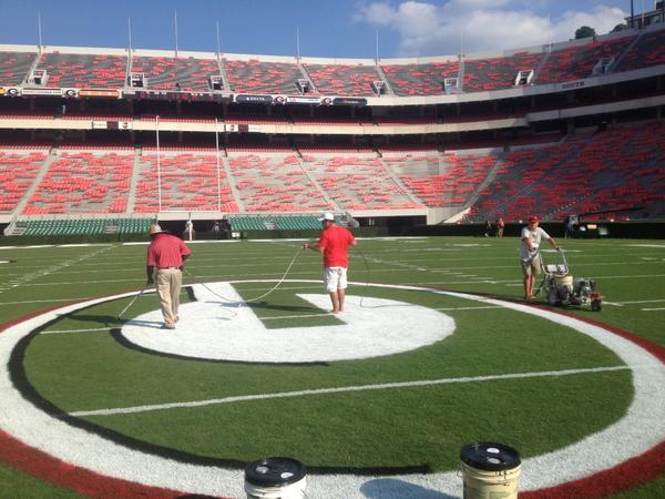 Kpauley2's tweet photo. My grounds crew has worked their asses off this summer to get ready for this week. #gametime http://t.co/qsYVJaWXEW