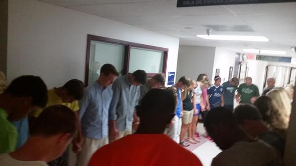 @SCACrusaders students having there own prayer for Alejandro. #JesusCan