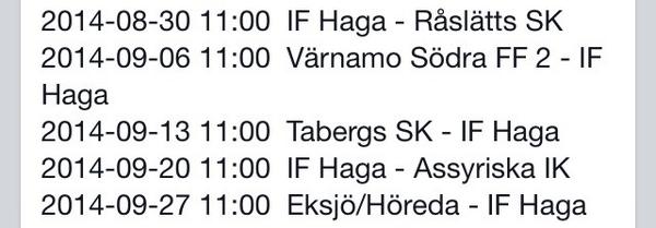 HagaP97's tweet photo. Hela höstens spelschema, kom och stöd Haga P17 i deras jakt på ligatiteln! http://t.co/wIJPTz3XMY