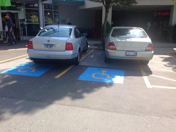 <a href="/D_BagParkingYVR/">YVR's Worst Parking</a> Hadicapped (adjective) parking. #2for1