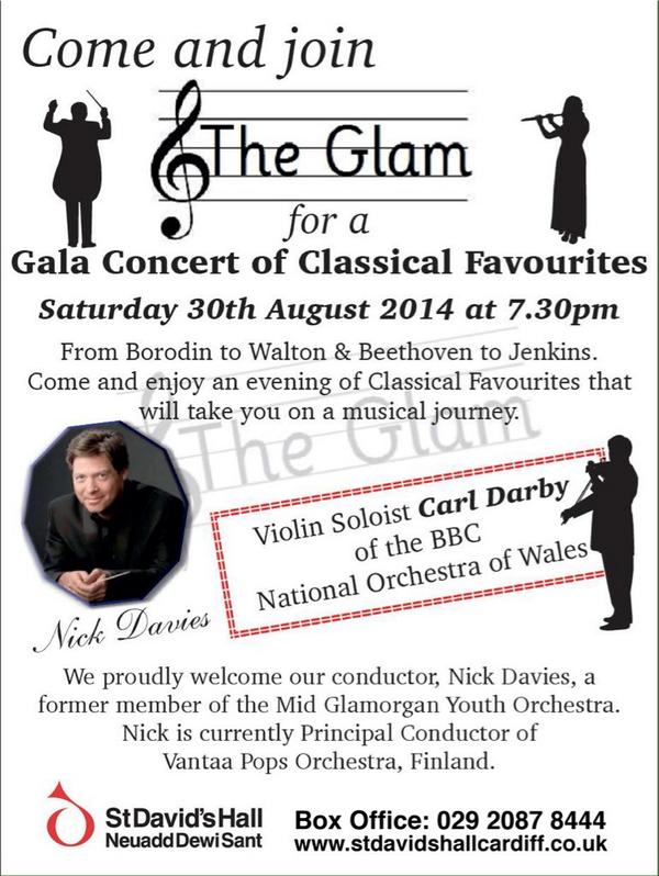 theglamorguk's tweet image. @CheapArtsDiff  tkts from £5 for amazing orch/choir reunion to support youth music in South Wales. Pls RT #TheGlam