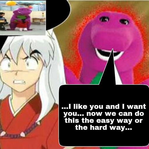 InuYashaTweet's tweet photo. "@LifestyleOtaku: #inuyasha #barneythebootywarrior #watchyourback http://t.co/beMB4xn9vf" Oh hell no!