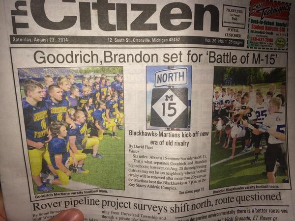 RMGauthier's tweet photo. Best cover The Citizen has ever had! Going to be an exciting week! #FootballSeason #WeAreBlackhawks #BlackhawkPride http://t.co/jUEgNoVxB1