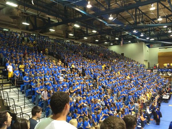 SDSU_BYC's tweet photo. Excited to see all of the new freshmen today at Convocation! Hopefully a bunch of #RabbitDen members! #newjacks14 http://t.co/scOBd8tHCe