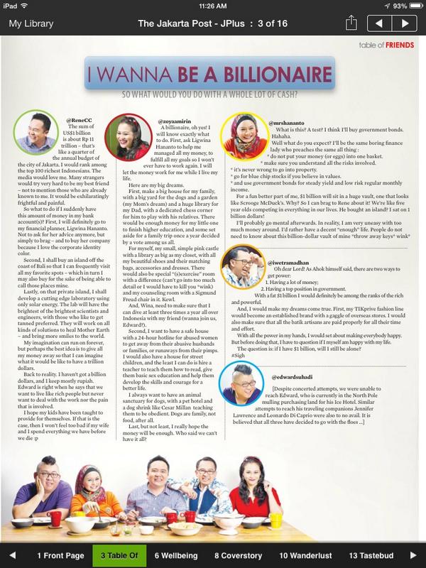 mrshananto's tweet photo. ♡ Billionaires! Today's #tableoffriends @JPlusSunday with @ReneCC @edwardsuhadi @iwetramadhan @ZoyaAmirin http://t.co/hDVjGDmIdV