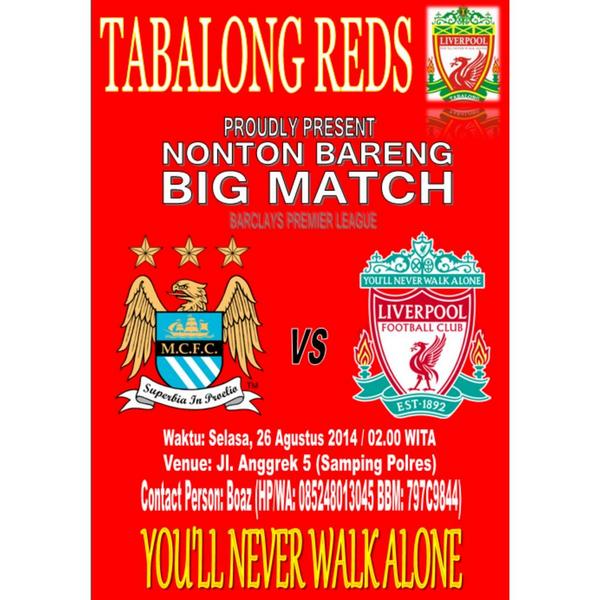 TabalongReds's tweet photo. @BubuhanTanjung #NobarLFC Tabalong M. City Vs LFC|selasa, 26 agt 2014 jam 02.00 wita|Anggrek 5 (samping polres) #YNWA http://t.co/aUG128RryI