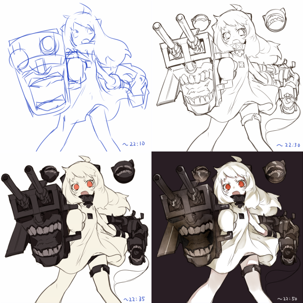 アタリとラフの描き方が理想。メモ"@ordan: メイキングみたいなものですぞい "