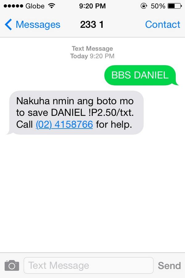 CzerbyBautista's tweet photo. Mehehehe #BBSDANIEL #teamdaniel #PBBTheBigNight http://t.co/p1gEDoifFH