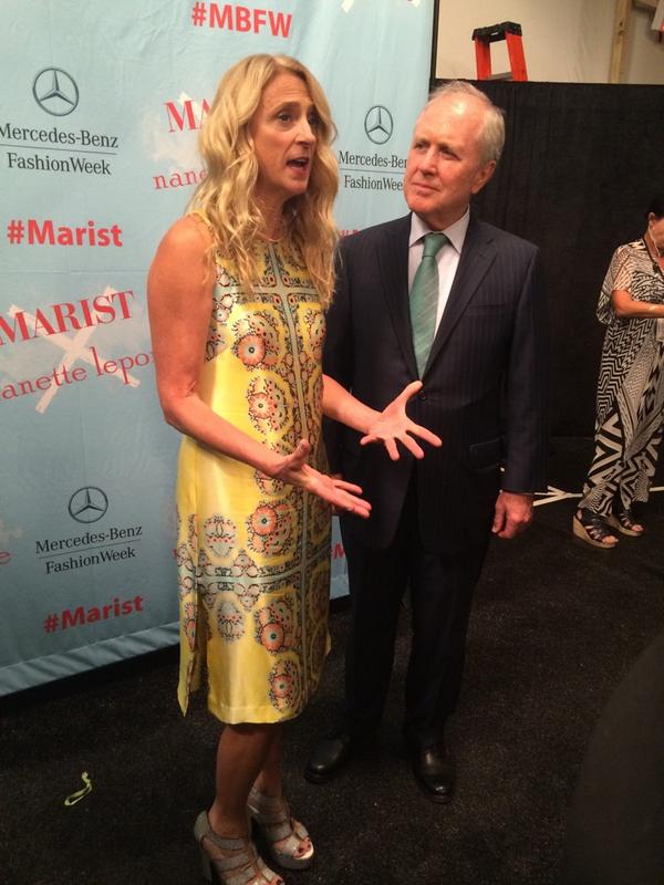 Marist's tweet photo. Pre-show interview with President Murray and @nanettelepore #MBFW http://t.co/1AwmVltAlq