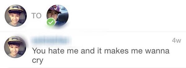 sebisbabe's tweet photo. "Seb doesn't hate you!"

No that's only why he reads my DMs about me being upset about him hating me and doesnt reply http://t.co/zkzOd53wwy