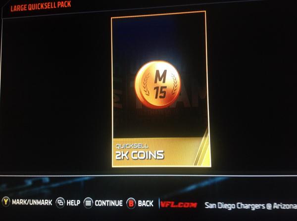 Chargers_TV's tweet photo. Thanks Madden !!!!!! opened these 3 times (25k,5k,2k) @EAMaddenNFL @EASPORTS_MUT @TrustedTradeMUT http://t.co/Q3NY2mjQgf