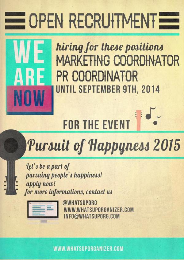 WhatsUpOrg's tweet photo. hi fellas, open recruit now!! For "Pursuit of Happyness" Festival http://t.co/NCHXWXiKEn
