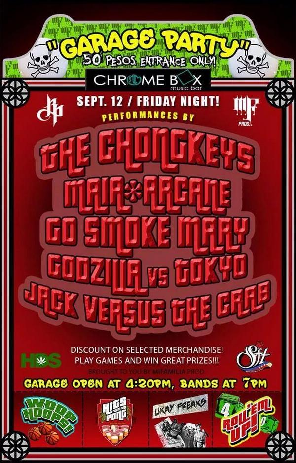 arcanemusicph's tweet photo. See you guys ...

#thechongkeys #garageparty http://t.co/kPNMDHACRI
