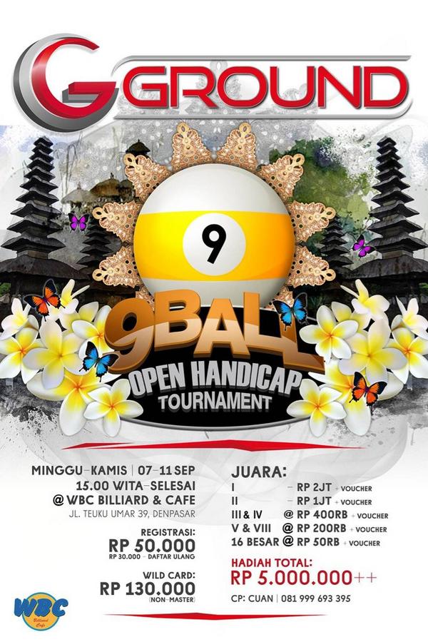 WBC_Billiard's tweet photo. Yuk ikut turnamen "9ballhandicap" mulai  hari minggu 7 september - 11 september 2014 hanya di wbc 🎱 http://t.co/vDmUP9RVLO