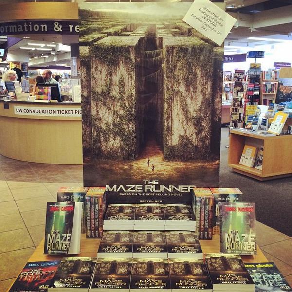 Maze Runner News (@mazerunnerww) on Twitter photo University Book Store announced that <a href="/jamesdashner/">James Dashner</a> will be at U-District store for a reading/signing, SAT,Sept 13,3pm University Book Store announced that <a href="/jamesdashner/">James Dashner</a> will be at U-District store for a reading/signing, SAT,Sept 13,3pm