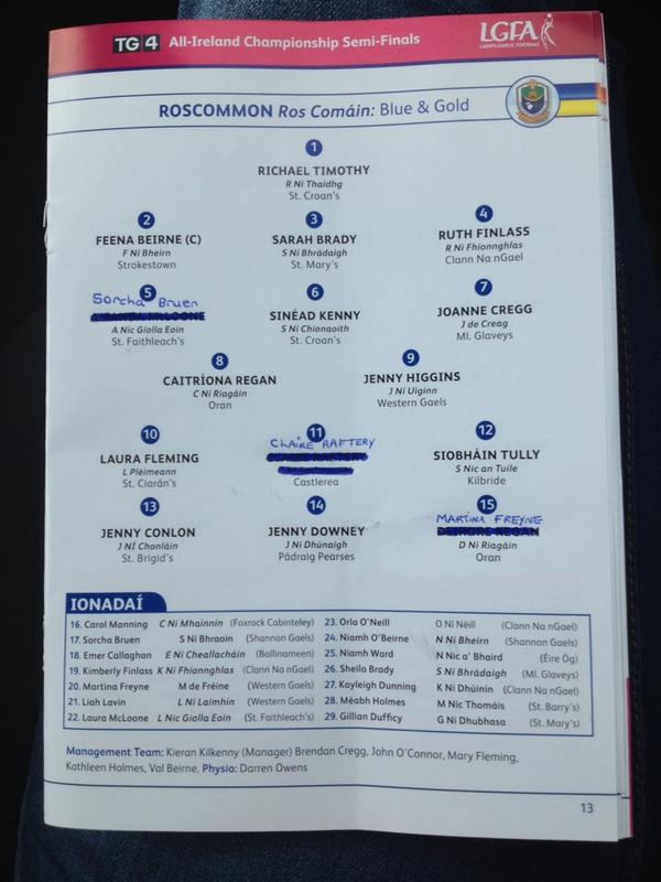 RoscommonLGFA's tweet photo. The Roscommon team to face Fermanagh in the All-Ireland semi -final in Pearse Park today! http://t.co/kON4KduquD