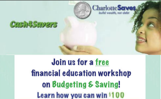 Free public CharlotteSaves workshop @ Hickory Grove Library today at noon!  Learn how to win $100 just for saving!