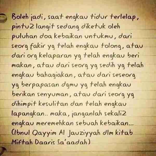 erge509's tweet photo. Jangan pernah meremehkan sekecil apapun yg namanya kebaikan.. http://t.co/g77TgwGNX0