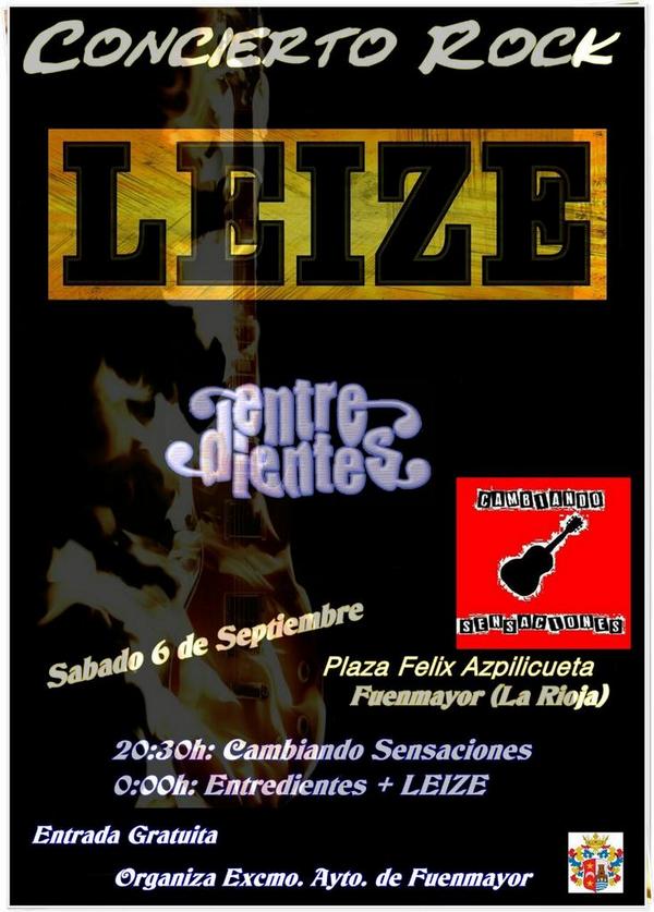 Ésta noche tendremos conciertazo, cambiando sensaciones, Entredientes y leize. Calentamos motores!