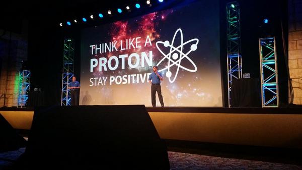 greenway's tweet photo. "Think like a proton. Stay positive." @EGrunden #GreenwayENGAGE http://t.co/F4Gf6ugS0L