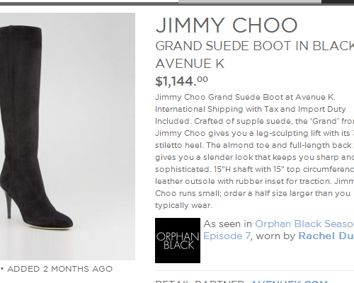 OrphanBlackMY's tweet photo. Of course Miss Duncan would wear Jimmy Choo lol.. #OrphanBlack #ProClone http://t.co/0yF8lpavzp