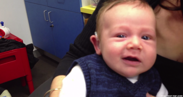sdterp's tweet image. RT @ScienceChannel: 7-week old baby hears for the first time [Video] bit.ly/1pBaor7 #SCI2