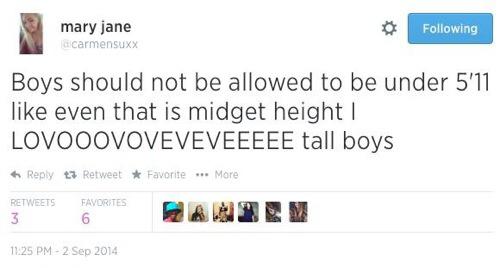 Exact same thing as saying girls shouldn’t be able to be over 5’5 or over 150lbs but if a guy said it then itd be WW3