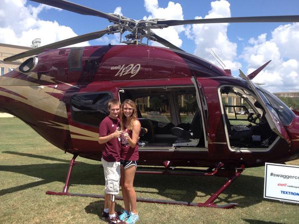 JessicaRaeBurch's tweet photo. Coach Sumlin could recruit me any day of the week in this! 😍🏈👍🎉💙 #swaggercopter http://t.co/17PDNijiEs